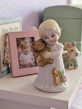 VTG Enesco Growing Up Birthday Girls Porcelain Figurine - Age 1 Cake Topper